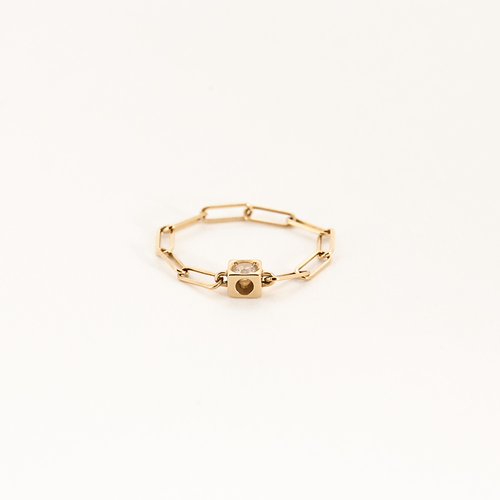 Bague 53 DINH VAN - Le cube - Bague chaîne en or rose et diamants 58 Facettes DV11260-6-53-2