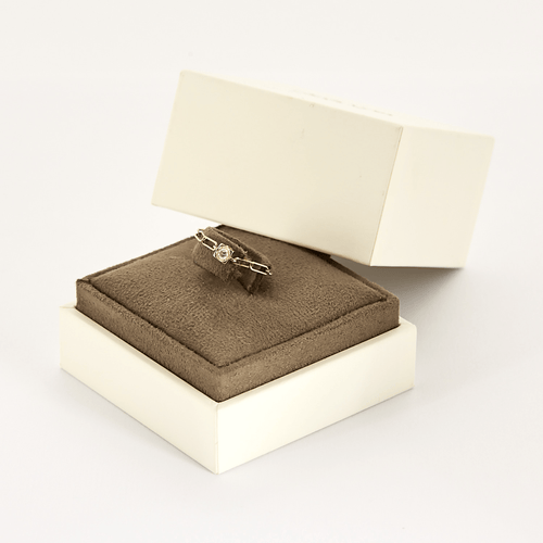 Bague 53 DINH VAN - Le cube - Bague chaîne en or rose et diamants 58 Facettes DV11260-6-53-2