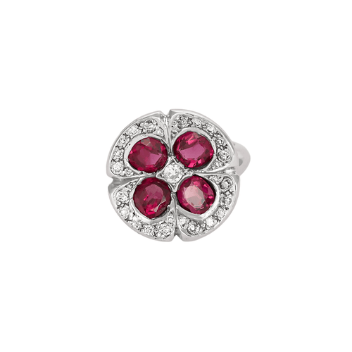 Bague 54 Bague "Fleur" en or gris, rubis et diamants 58 Facettes DV0870-4-54-24