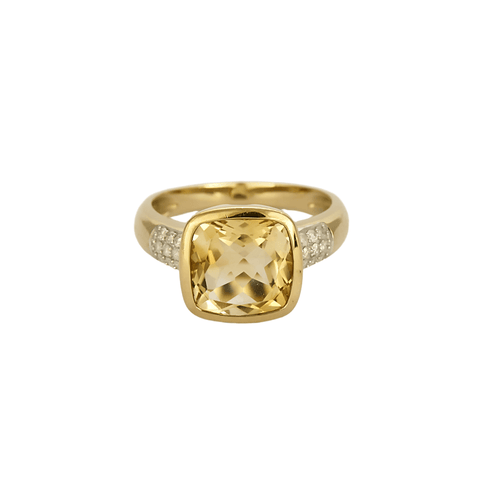 Bague 53,5 Bague en or jaune, citrine et diamants 58 Facettes DV18302-2-535-5