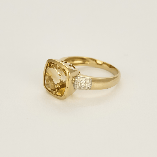 Bague 53,5 Bague en or jaune, citrine et diamants 58 Facettes DV18302-2-535-5
