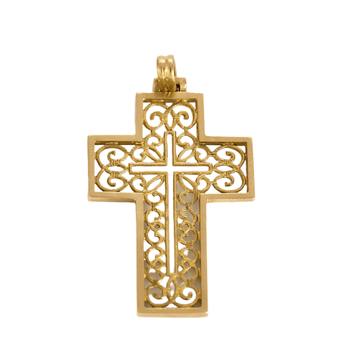 Pendentif Pendentif "Croix" en or jaune 58 Facettes DV11262-14