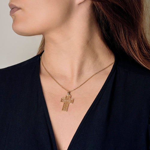 Pendentif Pendentif "Croix" en or jaune 58 Facettes DV11262-14