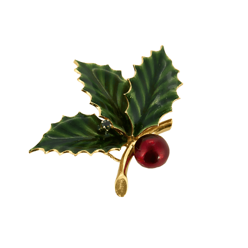 Broche Broche "Houx" en or jaune et émail polychrome 58 Facettes DV11262-16