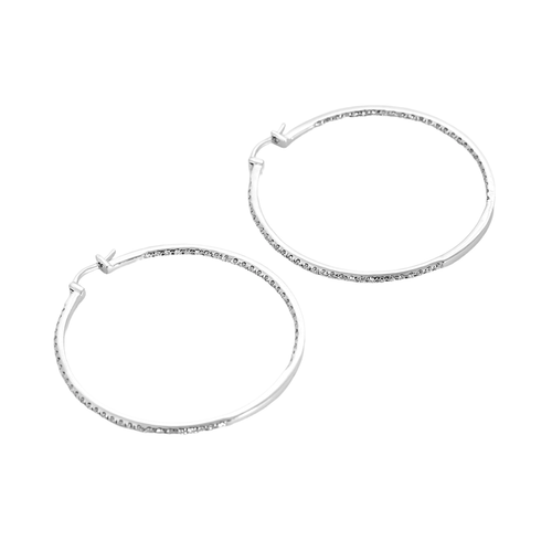 Paire d'anneaux d'oreilles en or blanc et diamants 58 Facettes DV17385-4