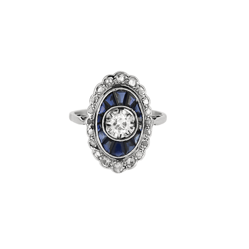 Bague 51.5 Bague en or gris , diamants , saphirs de synthèse 58 Facettes DV18878-1