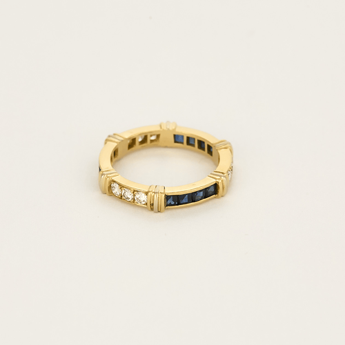 Bague 52 CARTIER - Alliance en or jaune saphirs et diamants 58 Facettes DV19118-1