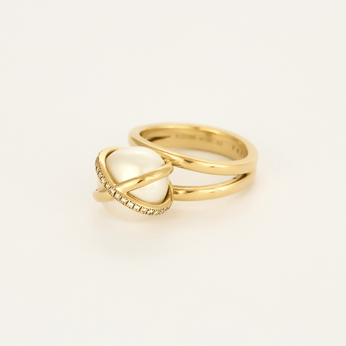 Fred Prsten FRED - Prsten "Baie des Anges" od žutog zlata, sa biserom i dijamantima