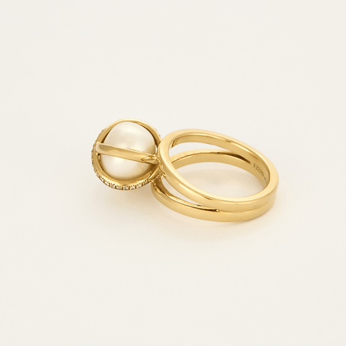 Fred Prsten FRED - Prsten "Baie des Anges" od žutog zlata, sa biserom i dijamantima