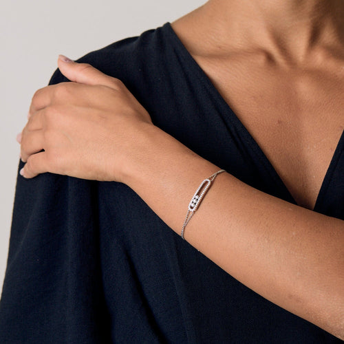 Bracelet MESSIKA - Move - Bracelet double chaîne en or gris et diamants 58 Facettes DV0572-2