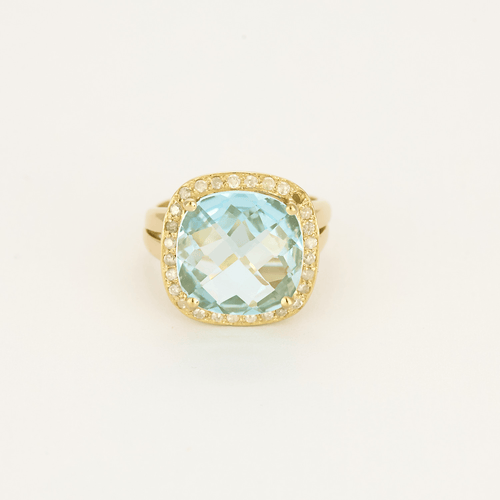 Bague 52 Bague or jaune, topaze et diamants 58 Facettes DV17804-1