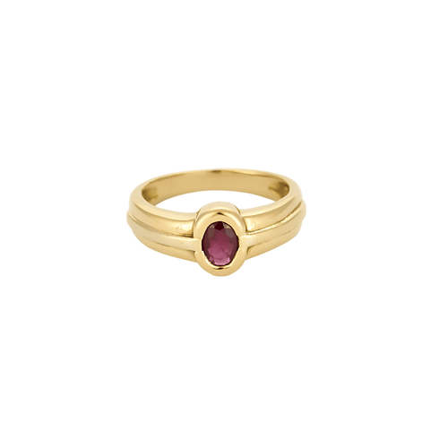 Bague 53 Bague jonc en or jaune et rubis 58 Facettes DV5673-9-53-2