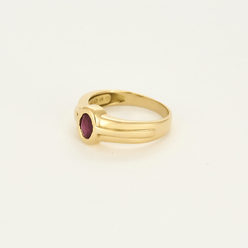 Bague 53 Bague jonc en or jaune et rubis 58 Facettes DV5673-9-53-2