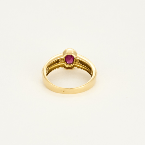 Bague 53 Bague jonc en or jaune et rubis 58 Facettes DV5673-9-53-2