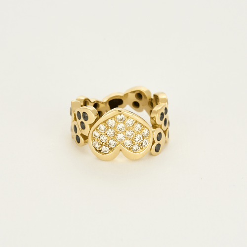 Bague 57 Bague "Coeur" en or jaune et diamants 58 Facettes DV19349-2-57-3