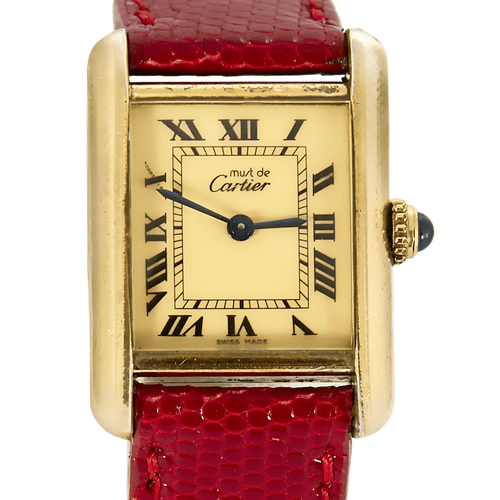 Montre Must de Cartier - Tank - Bracelet montre en vermeil à boitier rectangulaire à mouvement quartz 58 Facettes DV19116-1