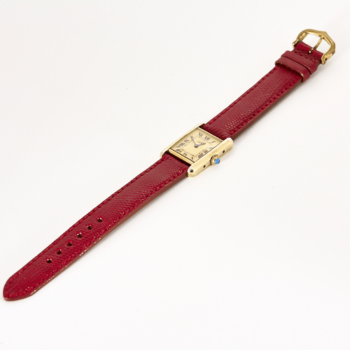 Montre Must de Cartier - Tank - Bracelet montre en vermeil à boitier rectangulaire à mouvement quartz 58 Facettes DV19116-1