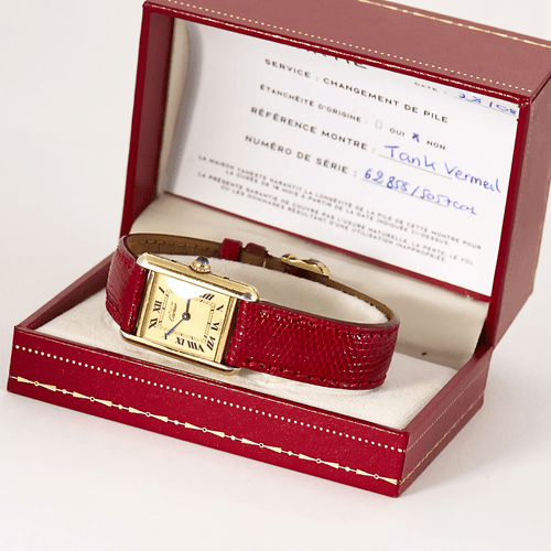 Montre Must de Cartier - Tank - Bracelet montre en vermeil à boitier rectangulaire à mouvement quartz 58 Facettes DV19116-1