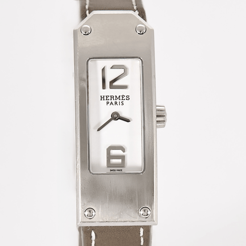 HERMÈS - Kelly 2 - Montre en acier à boitier rectangulaire à mouvement quartz