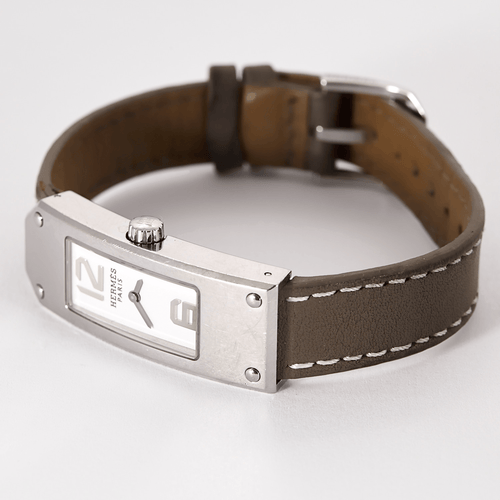 HERMÈS - Kelly 2 - Montre en acier à boitier rectangulaire à mouvement quartz