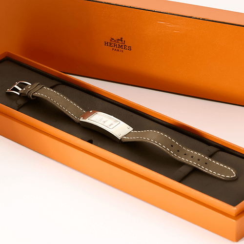 HERMÈS - Kelly 2 - Montre en acier à boitier rectangulaire à mouvement quartz