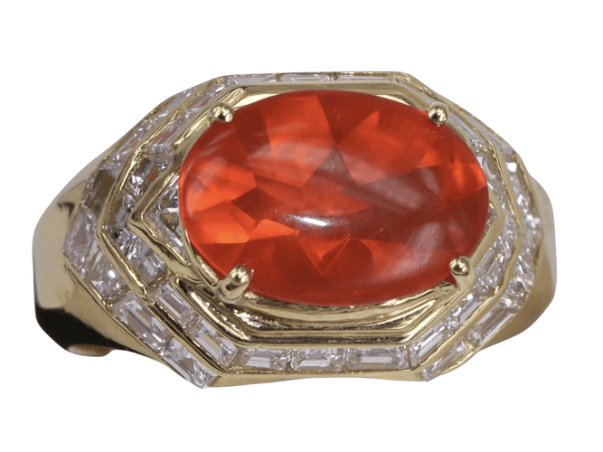 Bague Bague en or jaune déclaration art déco Mandarin Garnet 58 Facettes BA-1155