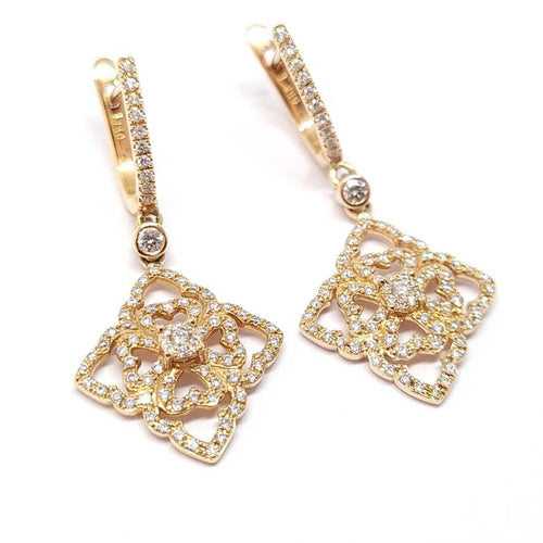 Cercei lungi dantelă - Cercei din aur roz de 18 carate și diamante 58 Facettes