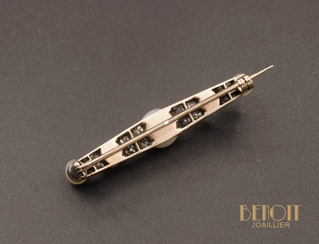 Broche Broche barrette en or rose et perles fines, diamants 58 Facettes A10094