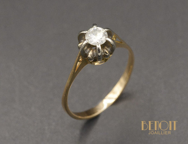 Bague 56 Bague solitaire en or rose et diamant taille ancienne 0,40 ct 58 Facettes A10472