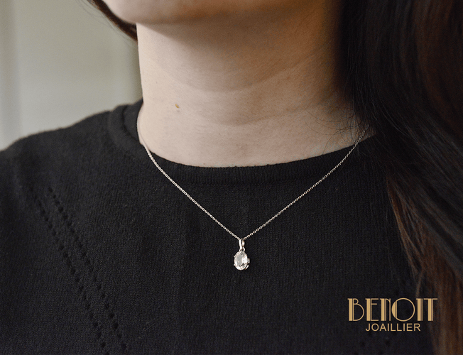 Pendentif Pendentif ovale facetté en or blanc et aigue-marine 58 Facettes A10536