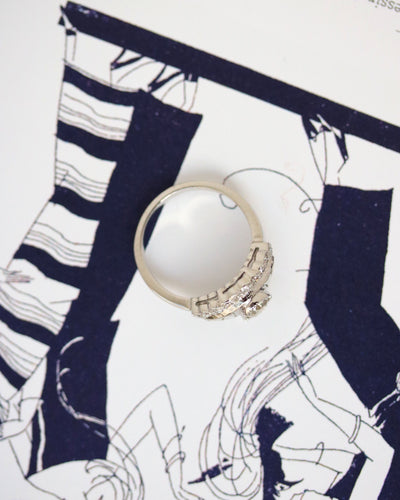 Bague 53 Bague Art Déco - Bague losange en or blanc 750 et diamants 58 Facettes A11371