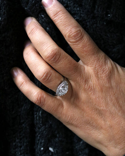 Bague 53 Bague Art Déco - Bague losange en or blanc 750 et diamants 58 Facettes A11371