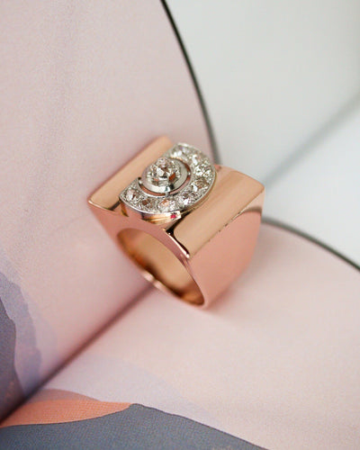 Inel 53 Inel tank din aur roșu 750 și diamante 58 Facettes A11869