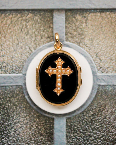 Anhänger Anhänger zum Öffnen aus 750er Roségold und Onyx 58 Facettes A11902