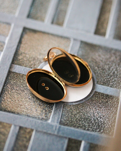 Anhänger Anhänger zum Öffnen aus 750er Roségold und Onyx 58 Facettes A11902