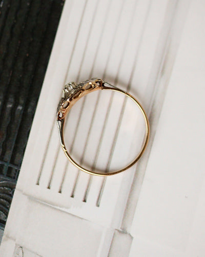 Пръстен 56 Пръстен Art Deco с диамантена форма от жълто и бяло злато 750 и диаманти 58 Facettes A11929