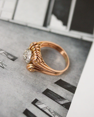 Ring 62 1950s ring in rose gold and diamonds 58 Facettes A11956