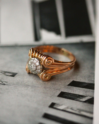 Ring 62 1950s ring in rose gold and diamonds 58 Facettes A11956