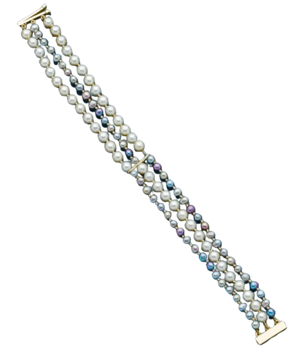 Bague Bracelet 3 rangs perles de Tahiti  or 58 Facettes