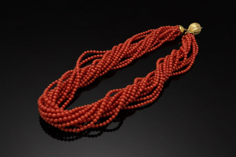 Collier Collier multifils en corail en or jaune 18K 58 Facettes