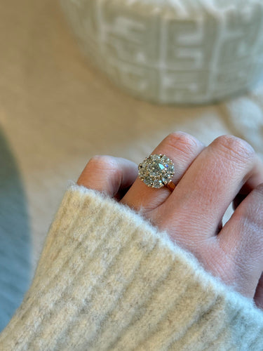 Bague 53 Bague ancienne en or bicolore 18K avec diamants 58 Facettes