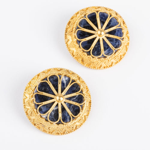 Boucles d'oreilles Lalaounis - Boucles d'oreilles en or jaune 18k et sodalite 58 Facettes 1