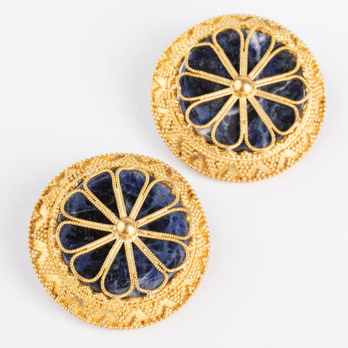 Boucles d'oreilles Lalaounis - Boucles d'oreilles en or jaune 18k et sodalite 58 Facettes 1