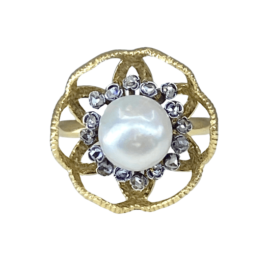 Bague 52 Bague or et argent perle fine et diamants 58 Facettes AB348