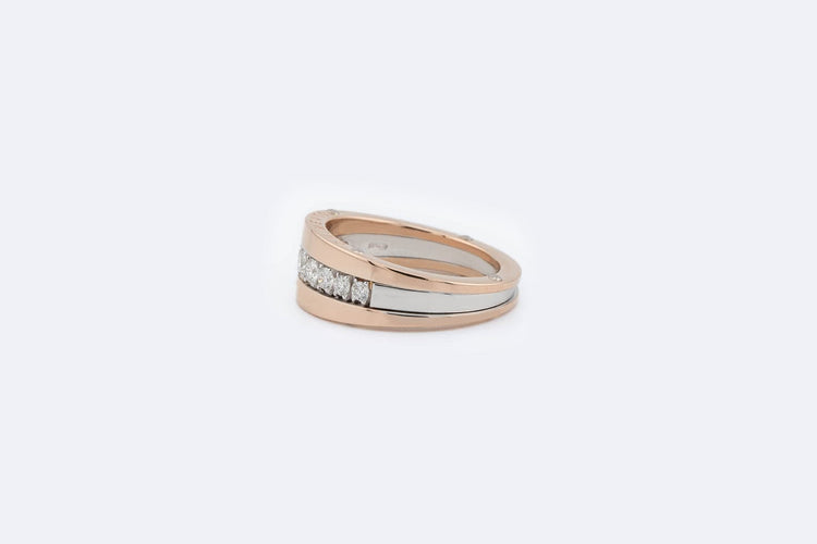 Bague 14 / Oro Rosa Bague en or rose et or blanc 18 carats avec diamants 0,50 ct 58 Facettes ANL183
