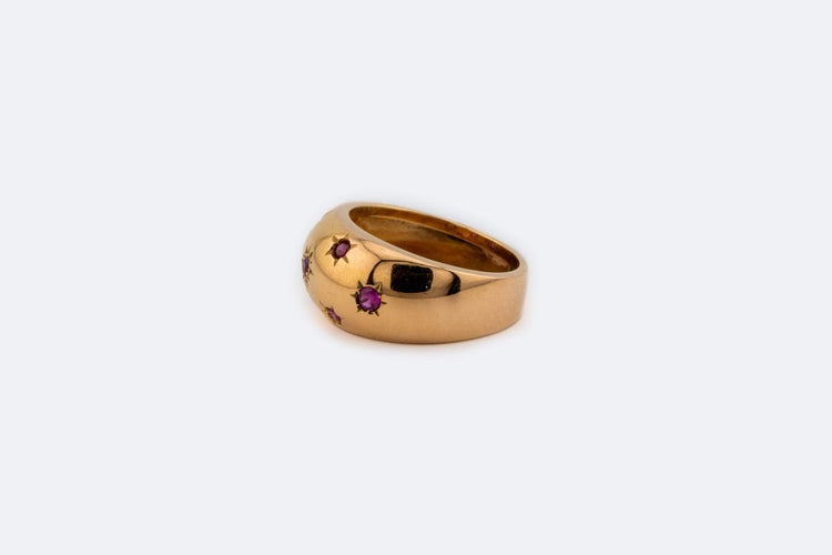 Bague Gold / 14 Bague en or jaune 18 kt avec rubis 58 Facettes ANL60