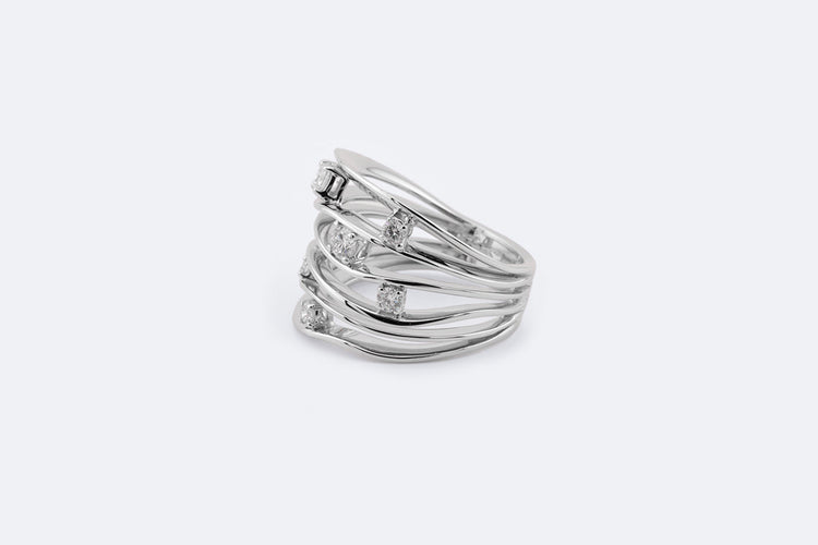 Bracelet 19 / Oro Bianco Annamaria Cammilli - Bracelet jonc en or blanc 18 kt et diamants 58 Facettes ANL717