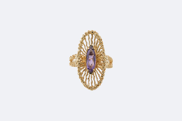 Prsten Vintage prsten od žutog zlata 18 ct sa ametistom 58 Facettes anl841