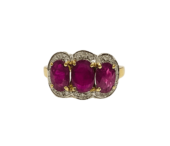 Bague 52 Bague trilogie rubis et diamants 58 Facettes