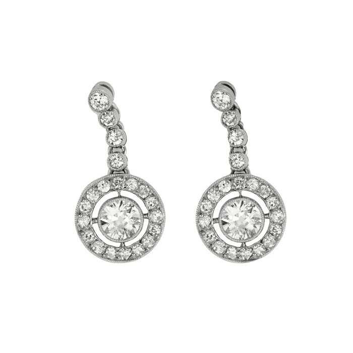 Boucles d'oreilles Boucles d’oreilles Art Déco platine et diamants 1.2 ct 58 Facettes 240 546